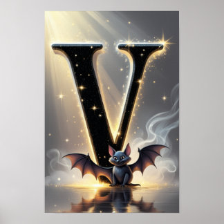Magical Letter V Wall Art Poster for Kids Room