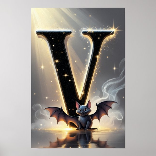 Magical Letter V Wall Art Poster for Kids Room (Frente)