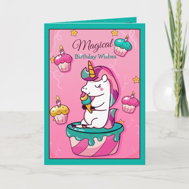Magical Wish Unicorn | Cartão De Aniversário Para  (Frente)