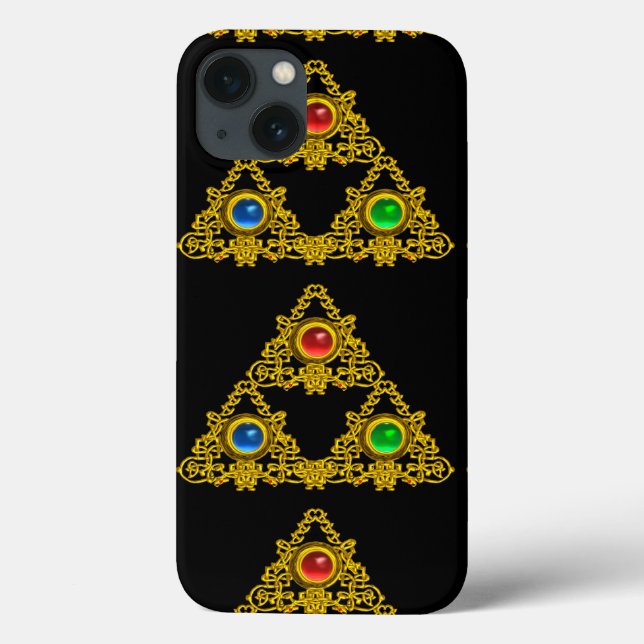 MÁGICO ELFIC TALISMAN, TRIÂNGULO DOURADO PRETO,GEM (Verso)