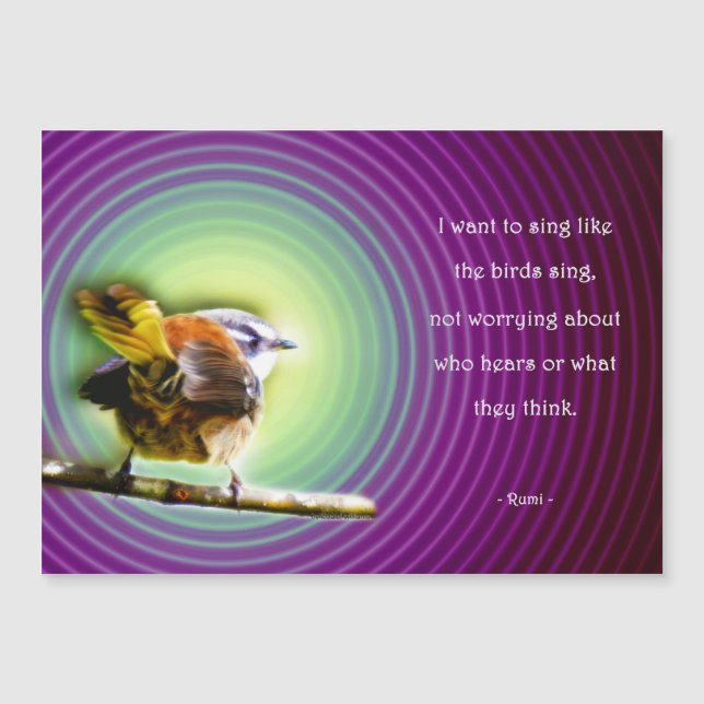 Magneetkaart met Rumi - Sing like the birds (Frente)