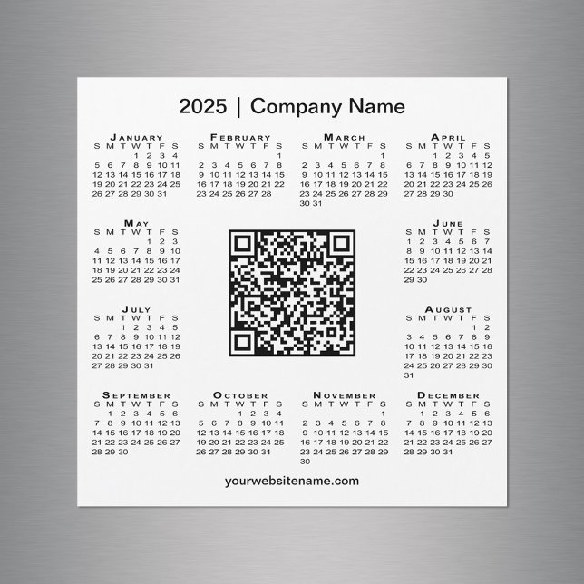 Magnet Branco do Código QR de Negócio Personalizad (2025 Calendar Custom Business QR Code White Magnet in situ)
