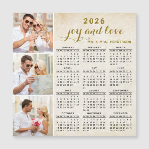 Magnet de Calendário 2026 para Beige de Foto Perso