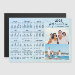 Magnet de Calendário Personalizado 2026 Azul de Co