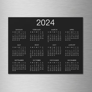 Magnet De Calendário Simples Preto E Branco 2021