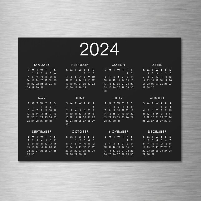 Magnet De Calendário Simples Preto E Branco 2024 (Criador carregado)