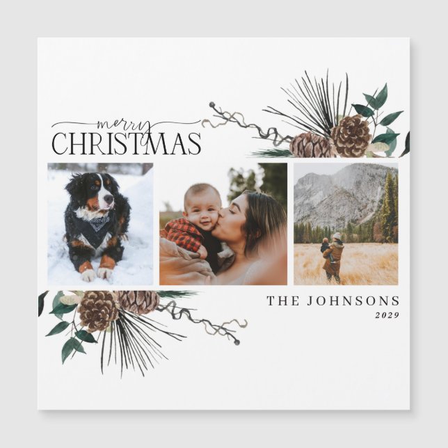 Magnet de Cartão de Férias de Inverno Feliz de Nat (Frente)