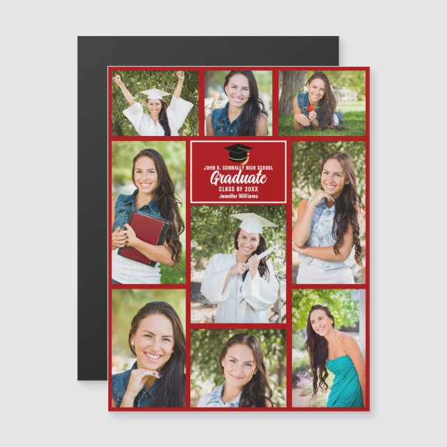 Magnet de Graduação da Colagem de Fotos do Formand (Frente/Verso)