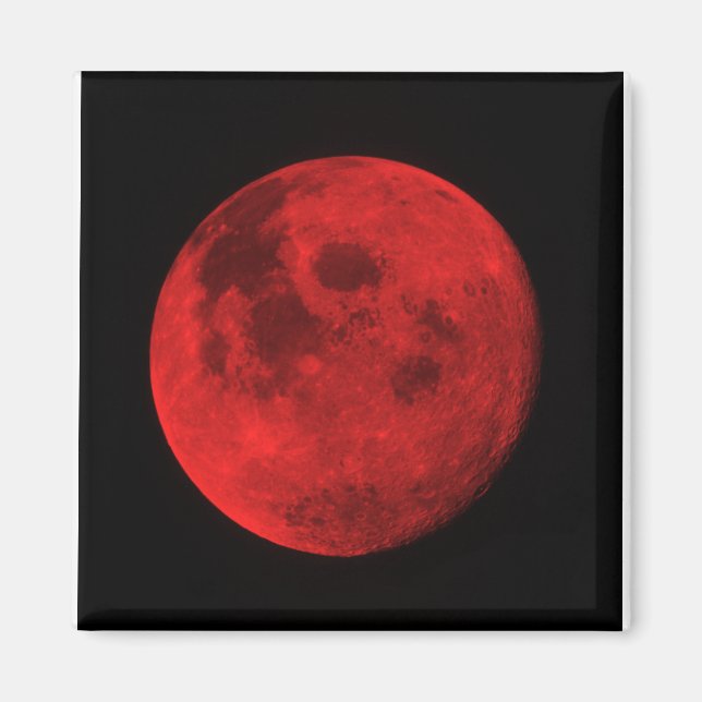 MAGNET DE LUA VERMELHA BRILHANTE. IMÃ DE GELADEIRA (Frente)