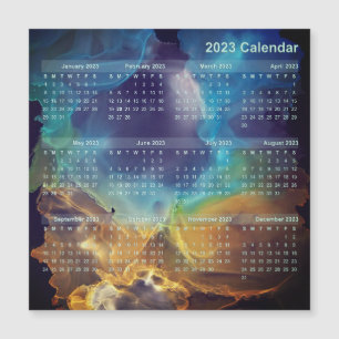 Magnet do Calendário - Azul Nebulosa do Espaço
