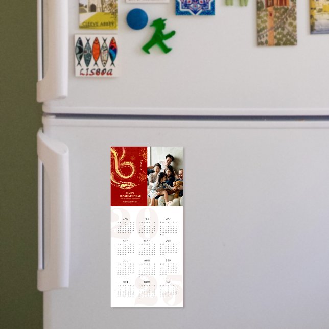 Magnet do Calendário de Ano Novo chinês - Cobra Zo (2025 Snake Zodiac Chinese New Year Calendar Magnet)