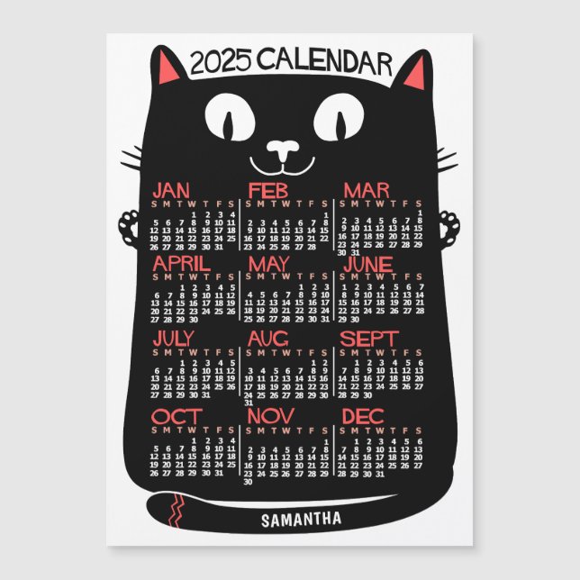 Magnet Preto De Gato Do Século De Médio Do Calendá (Frente)
