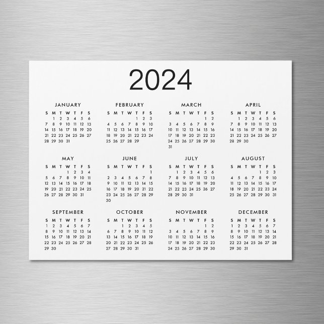Magneta de Calendário Clássico Preto e Branco 2024 (Criador carregado)