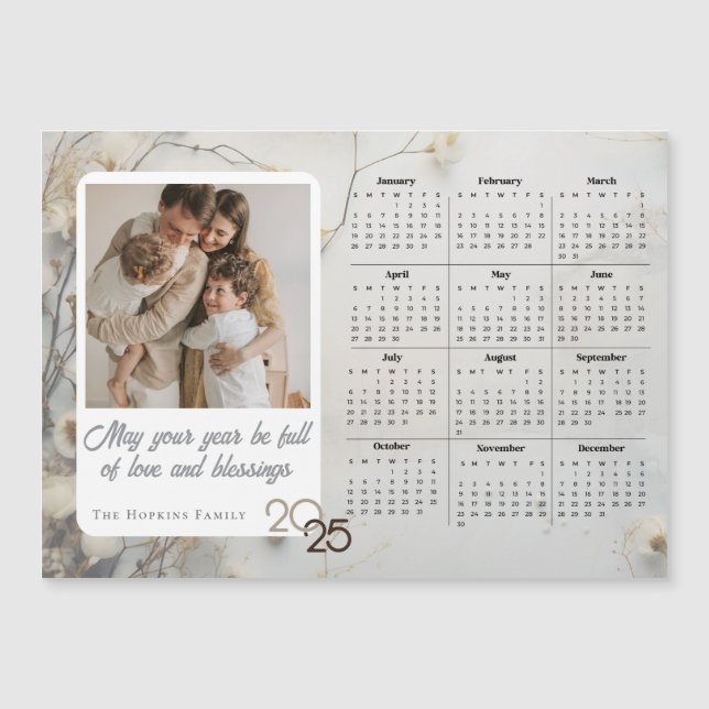 Magneta de Calendário de Fotografias Personalizada (Frente)