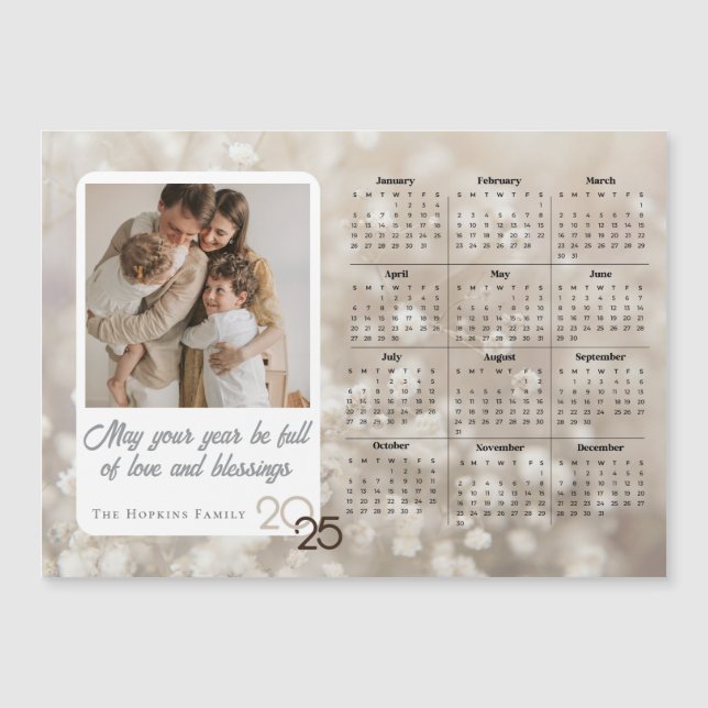 Magneta de Calendário de Fotografias Personalizada (Frente)