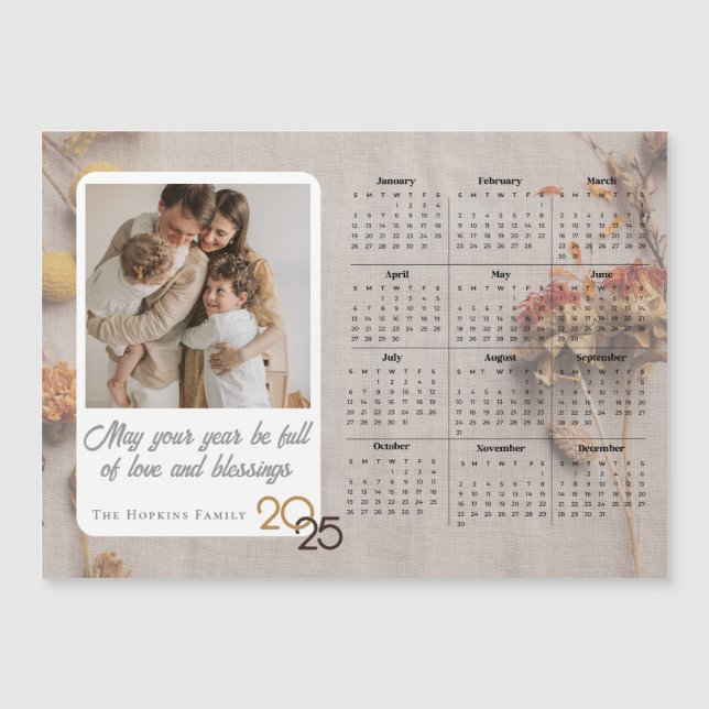 Magneta de Calendário de Fotografias Personalizada (Frente)