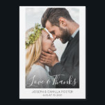 Magneta de Casamento de Fotos por Amor e Obrigados<br><div class="desc">Dar aos seus entes queridos uma atenção especial ao seu dia especial, com este imitável imbecil de design 'amor e obrigados magnéticos que você pode personalizar com sua foto, nomes e data de casamento. No fundo da design, há um gradiente preto que fará o texto se destacar. Em caso de...</div>