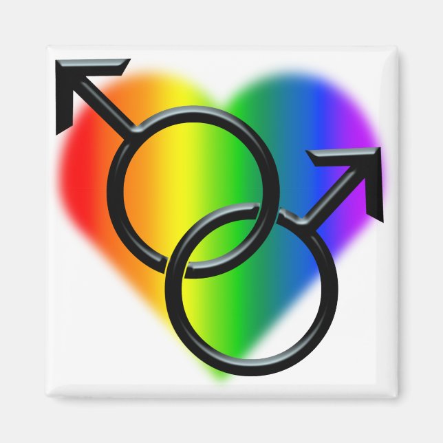 Magneta orgulho gay Imã de geladeira Men's Rainbow (Frente)