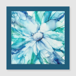 Magnete/cartão floral verde, azul único e bonito
