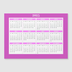 Magnetic Pink 2025 Calendar Magnet