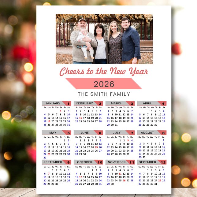 Magnética da Foto da Família Rosa Moderna do Calen (Criador carregado)