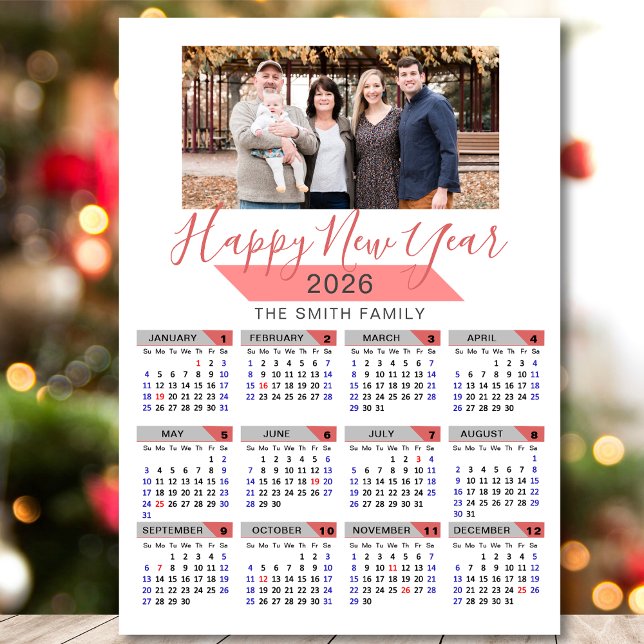 Magnética da Foto da Família Rosa Moderna do Calen (Criador carregado)