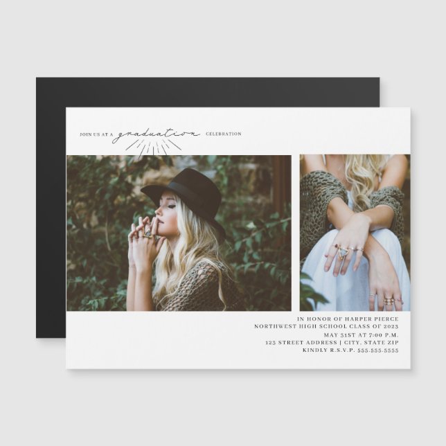 Magnética de Festa de formatura de Fotografias do  (Frente/Verso)