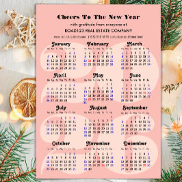 Magnética minimalista rosa de negócios do calendár