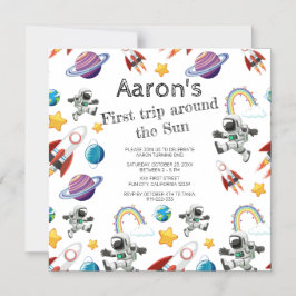 Magnético Astronauta Espacial Primeiro Convite de aniversári