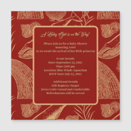 Magnético Convite à Chá de fraldas Vermelho de Baleia Náutic