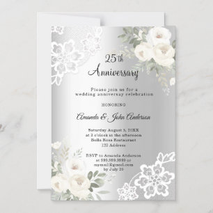 Magnético Convite de aniversário de casamento de 25 anos com