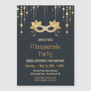 Magnético Convite de aniversário Mascarada moderno