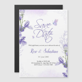 Magnético Convite de Casamento Boho Floral & Roxo