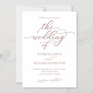 Magnético Convite de Casamento com Caligrafia em Dourado Ros