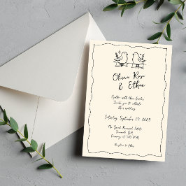 Magnético Convite de Casamento Desenhado à Mão / Doodle Capr