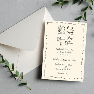 Magnético Convite de Casamento Desenhado à Mão / Doodle Capr