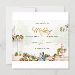 Magnético Convite de Casamento – Desenho de Gazebo de Jardim