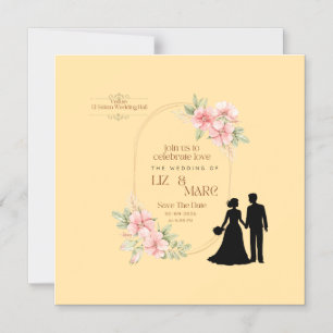 Magnético Convite De Casamento Floral Elegante