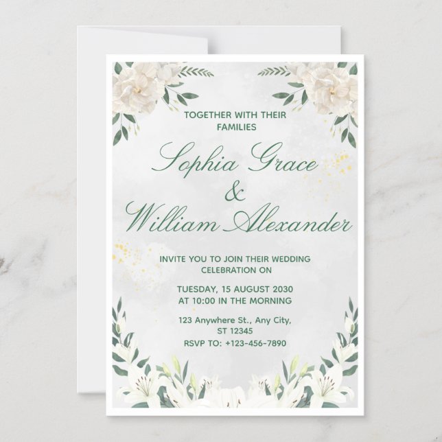 Magnético Convite de Casamento Minimalista Elegante (Frente)
