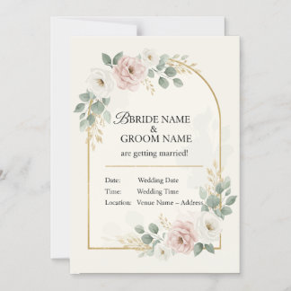 Magnético Convite de Casamento Romântico Elegante Modo Mini