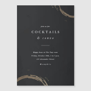 Magnético Convite de Festa de Cocktail com Anéis Dourados