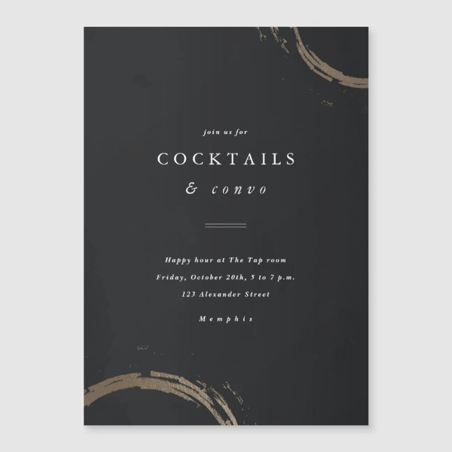 Magnético Convite de Festa de Cocktail com Anéis Dourados (Frente)