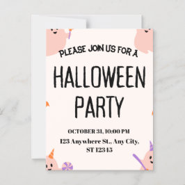 Magnético Convite de Festa de Halloween Fofo