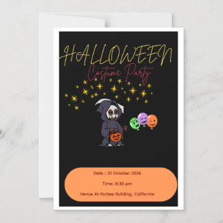 Magnético Convite de Festa de Halloween Fofo e Assustador - 