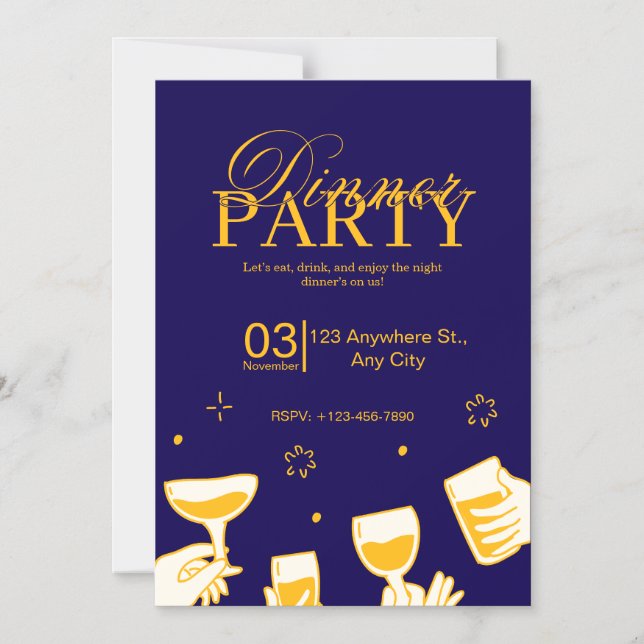 Magnético Convite de Jantar Personalizável (Frente)
