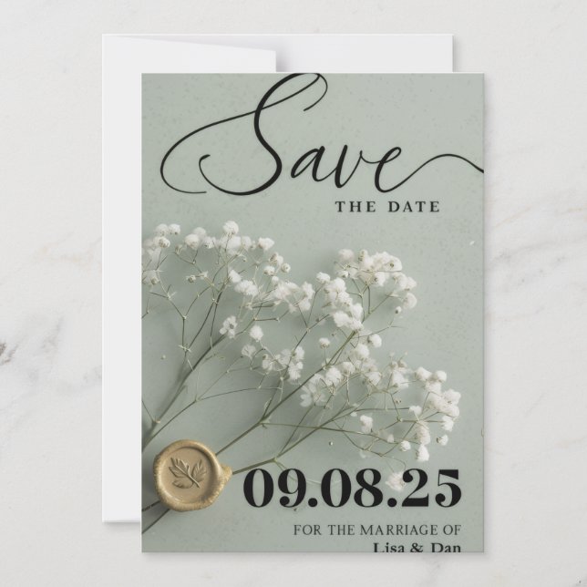 Magnético Convite de Noivado Elegante para Salvar a Data  (Frente)
