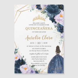 Magnético Convite de Quinceañera Sweet 16 Lilás Roxo Floral