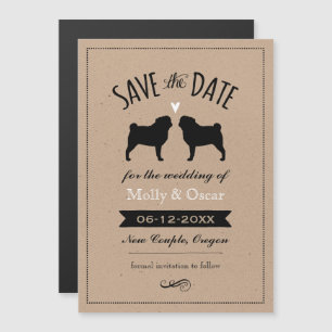 Magnético Convite de Salvar a Data do Casamento do Pug