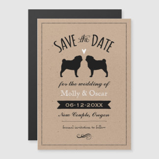 Magnético Convite de Salvar a Data do Casamento do Pug