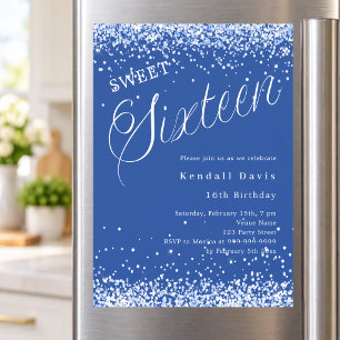 Magnético Convite Moderno Royal Blue Sweet 16